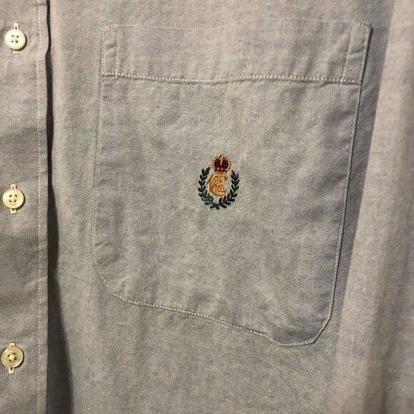 Chaps by Ralph Lauren Mens Light Blue Jean Color Longsleeve Shirt 17 34/35 - Picture 2 of 4